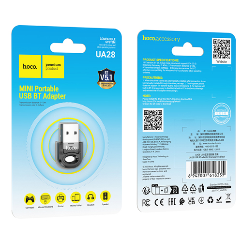 Hoco Mini USB Bluetooth Adapter UA28 - Black