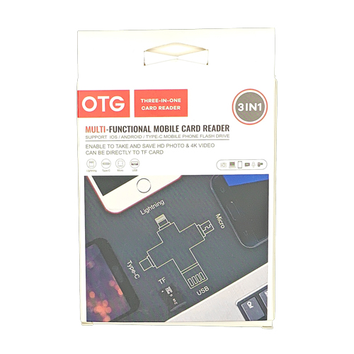 OTG Adapter 3 in 1 (Lightning, USB-C, Micro-USB, to USB) GL-301 - Gray