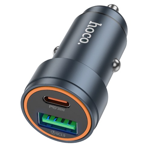 Hoco PD30W + QC3.0 Dual Output Car Charger Z57A - Metal Gray