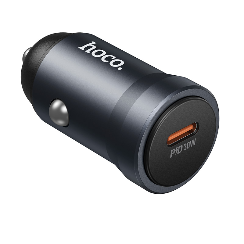 Hoco Single Port PD30W Car Charger Z62A - Metal Gray
