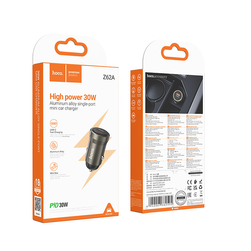 Hoco Single Port PD30W Car Charger Z62A - Gold