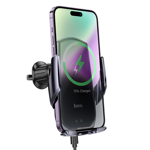 Hoco Wireless Fast Charging Air-Outlet Phone Car Holder CA202 - Black