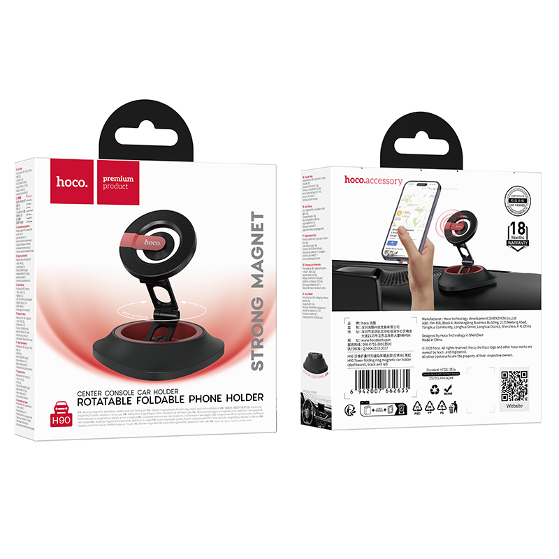 Hoco Magnetic Ring Phone Car Holder H90 - Black