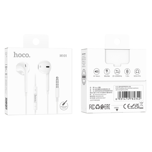 Hoco 3.5 Jack Earphones with Mic M101 Crystal – White