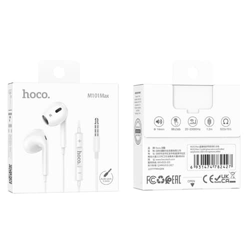 Hoco 3.5 Jack Earphones with Mic M101 Max – White