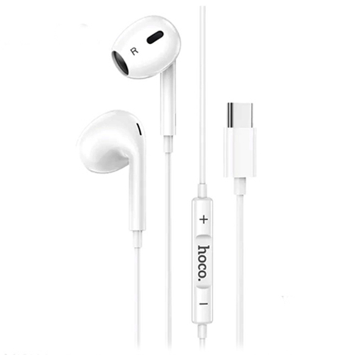 Hoco Type-C Earphones with Mic M101 Max - White