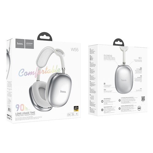 Hoco Comfortable Wireless Bluetooth Headphones W55 - Silver