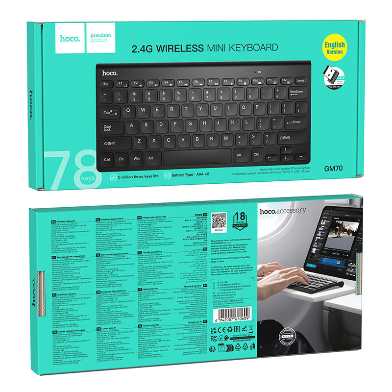 Hoco 2.4G Wireless Mini Keyboard GM70