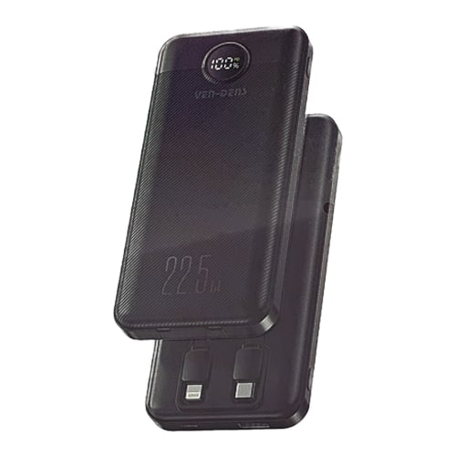 VEN-DENS Power Bank 10000mAh with Built-in Cables Fast Charge VD-PB047 - Black
