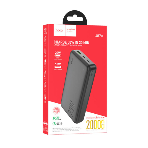 Hoco Power Bank 20000mAh Fast Charge J87A - Black