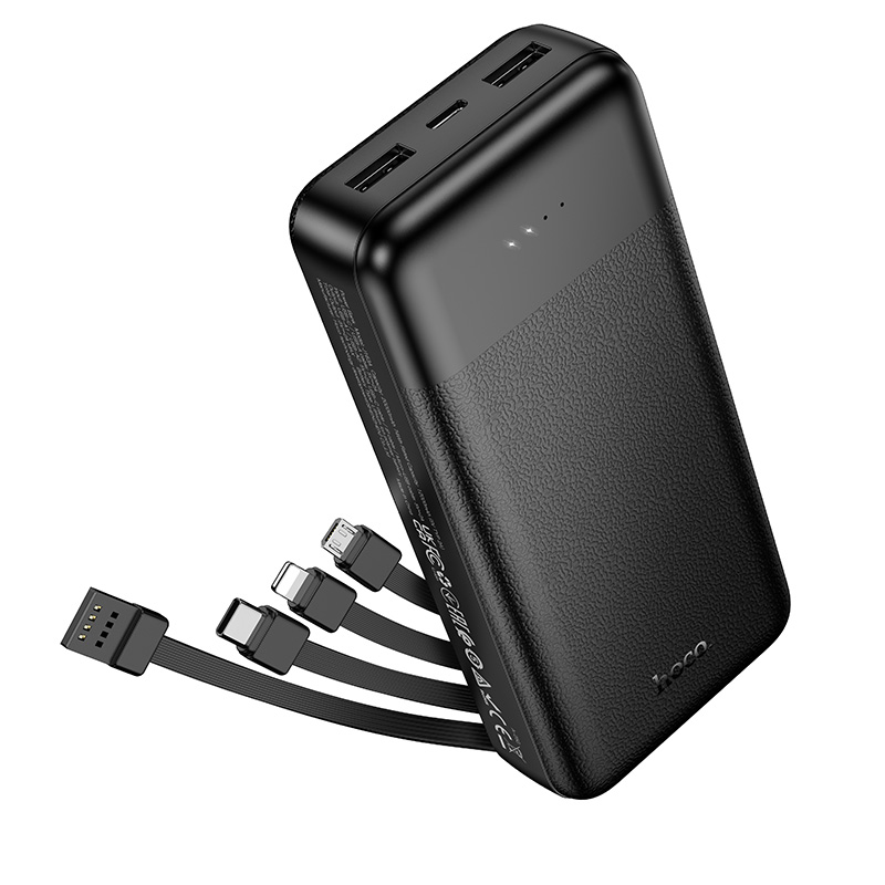 Hoco Power Bank 20000mAh with 4 Built-in Cables J163A - Black