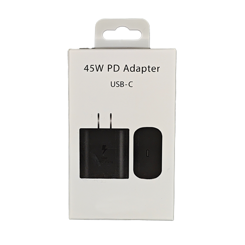 45W USB-C PD Super Fast Charging Wall Charger in Retail Packaging - Black
