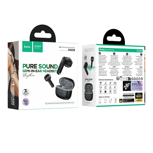 Hoco True BT Wireless Headset with Charging Case EQ28 - Midnight Black