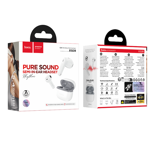 Hoco True BT Wireless Headset with Charging Case EQ28 - White Star