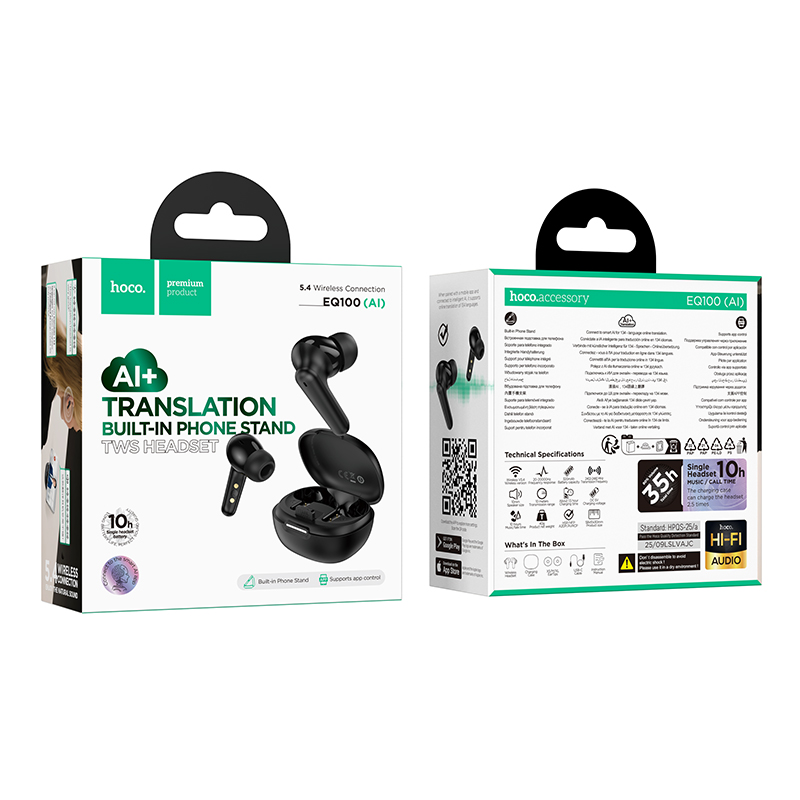 Hoco  Wireless Headset with Intelligent AI Translation and Charging Case EQ100