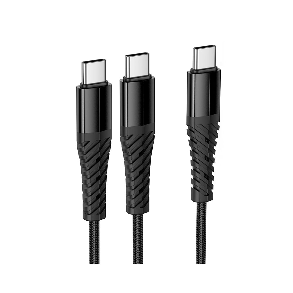 Hoco Type-C to Lightning & Type-C 1mtr X123 Cable Black